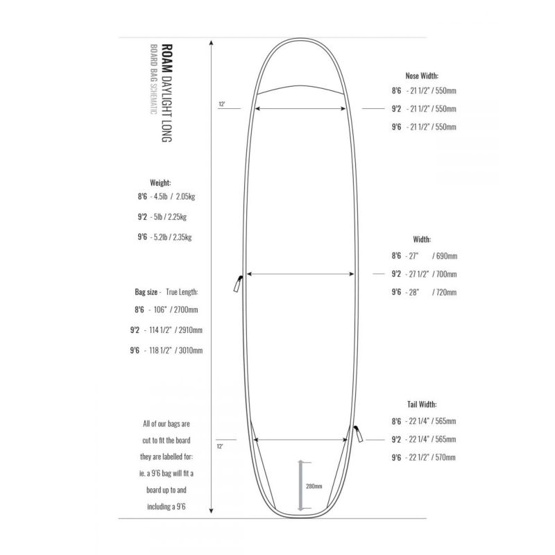 ROAM Boardbag Surfboard Daylight Long PLUS 8.6