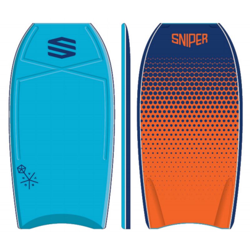 SNIPER Bodyboard Vyrus PE 42 Dots blauww Orange